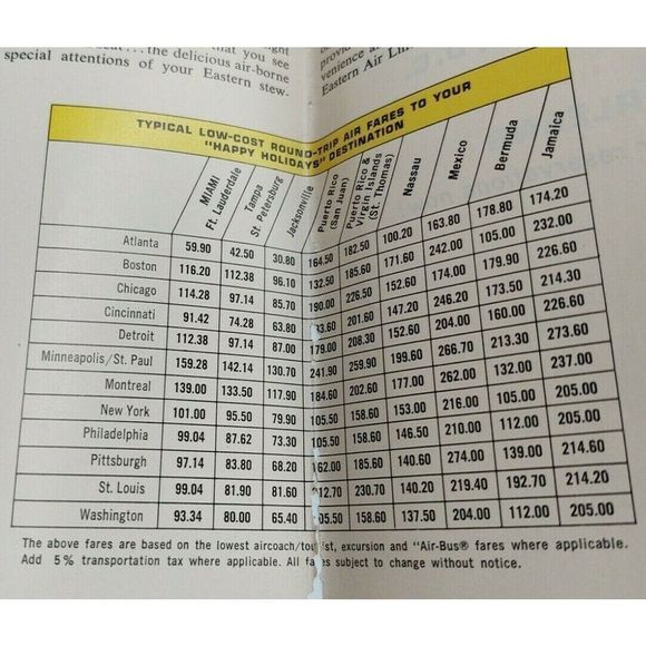 Eastern Airlines 1963 Ford Brochure Pamphlet Ephemera Travel NYC Transportation - Picture 1 of 9